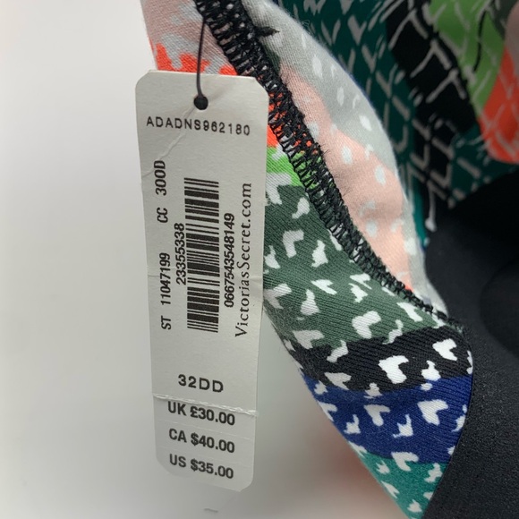 Victoria's Secret Front-close sports bra.  Size 32DD. NWT. Multi colored - Picture 5 of 5